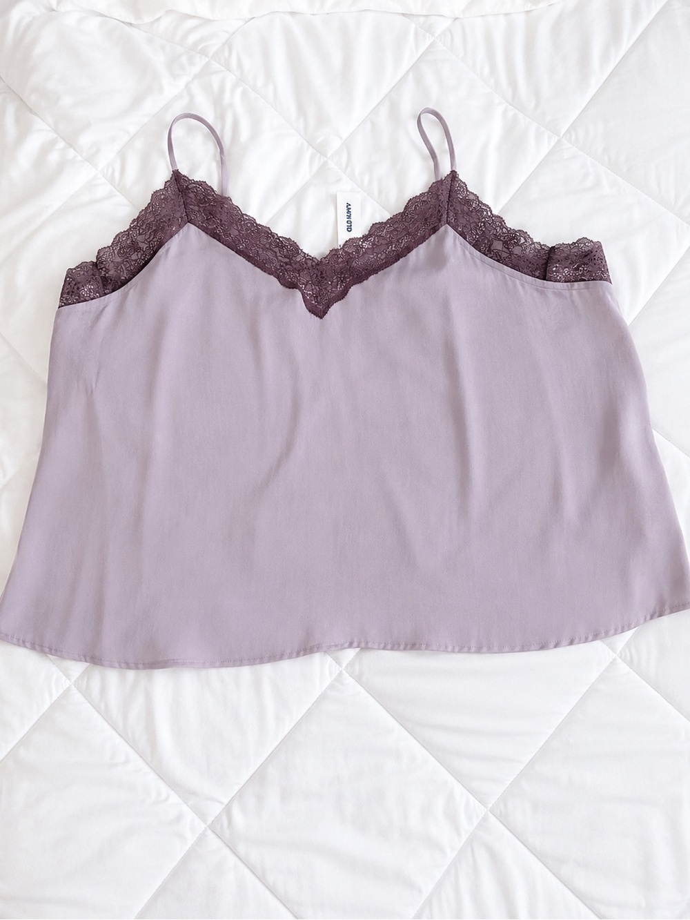 OLD NAVY NWT Lavender Cami Burgundy Plum Lace Trim Satin Balletcore Top Sz XL